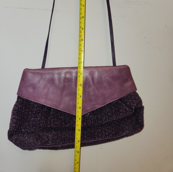 SHARIF Elegant Purple Leather & Suede Texture Women's Bag - Picture 9 of 13